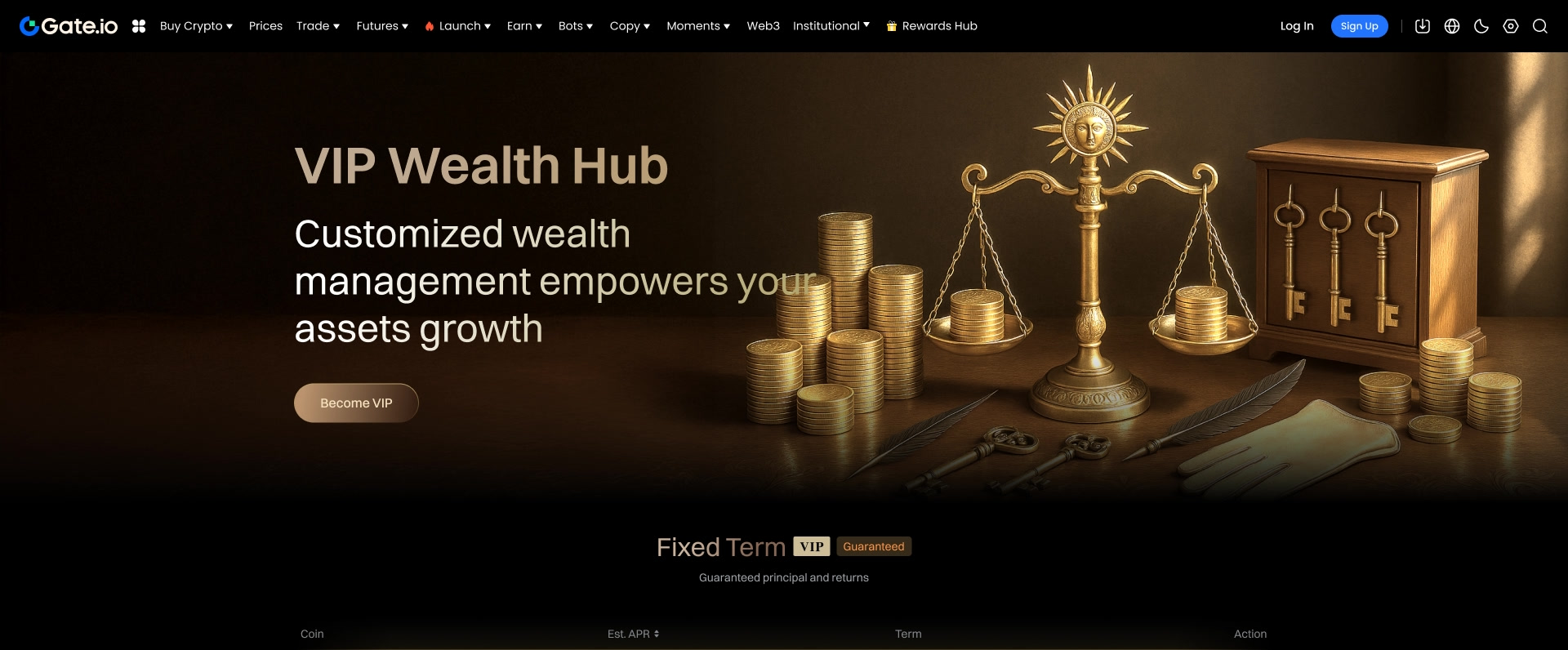 VIP Wealth Hub closing banner with stacked gold coins