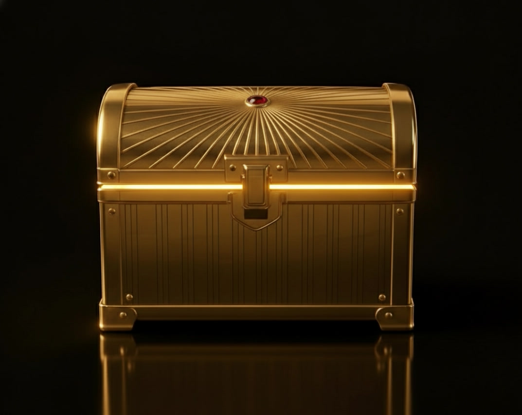 Golden treasure chest render